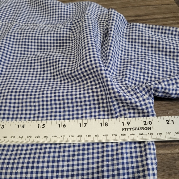 Fischer Men's Blue Checkered Shirt Size M Gingham Check Long Sleeve - Picture 5 of 6
